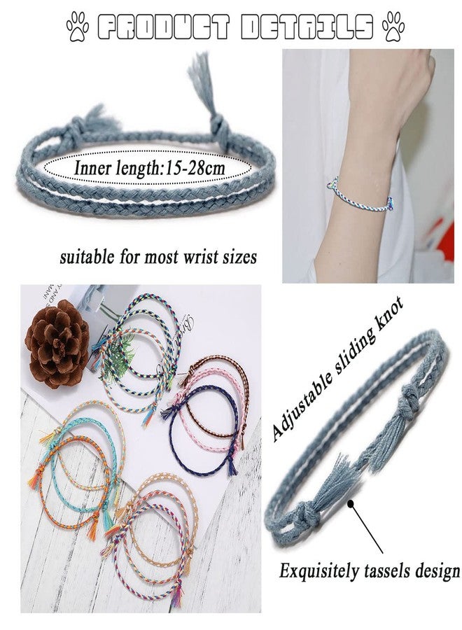 MOZAKA 30Pcs Woven Wrap Friendship Bracelets for Women Men Adjustable Colorful String Wrist Cord Handmade Friendship Braided Ankle Bracelets Party Favors - Image 2